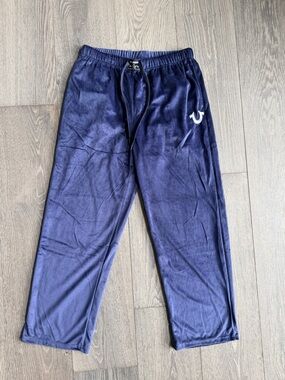 True Religion Loungewear Velour Sweatpants in Navy Blue Size Large